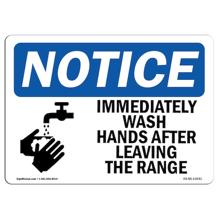 Signmission OSHA Sign, Immediately Wash Hands After With Symbol, 10in X 7in Aluminum, 7" W, 10" L, Landscape OS-NS-A-710-L-13641